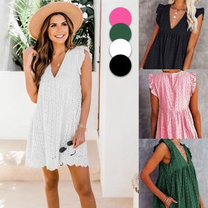 Широка летна чипкаста фустанка | BELLACHIC