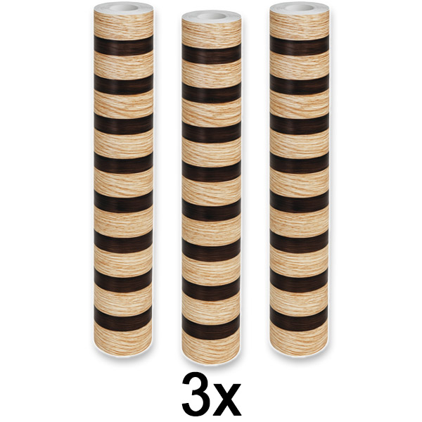 3x Ѕидна налепница со ефект на дрво – 300 x 45 cm, PVC, самолеплива | LINEWALL